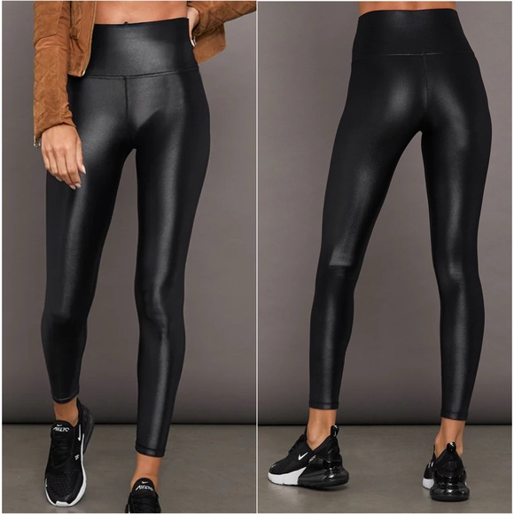 Carbon38 Pants - CARBON38 Takara Shine High Rise Full Length Glossy Black Leggings Size Large